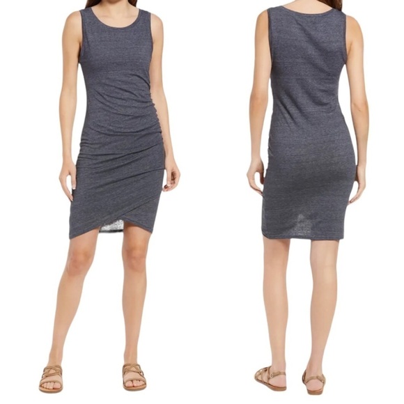 Treasure & Bond Navy Night Heather Ruched Tulip Hem Dress - Picture 1 of 13